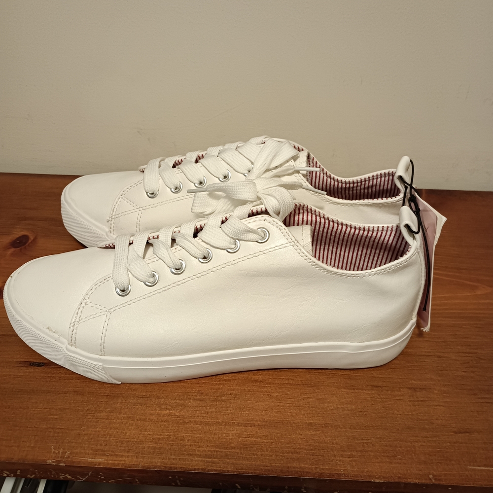 Twisted White Sneakers with Pink Accents - Picture 2 of 5